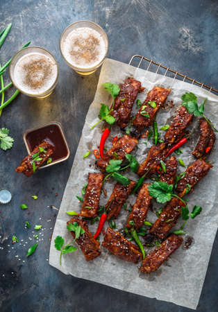 BBQ Ribs with beer, onion and chili.