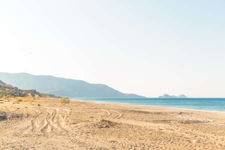 Panoramic view of Mavikent beach, Kumluca, Turkeyの写真素材