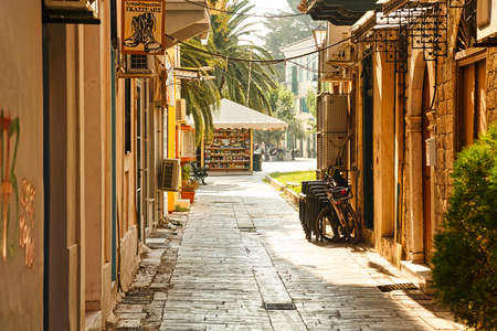 JUNE 2017, NAFFPLIO, GREECE - Traditional cozy greek street view in city Nafplio, Greece