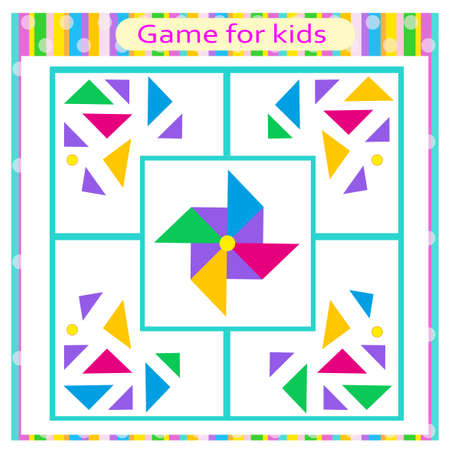 Educational logical game for kids. Find the right set of geometric shapes. preschool worksheet activity.のイラスト素材
