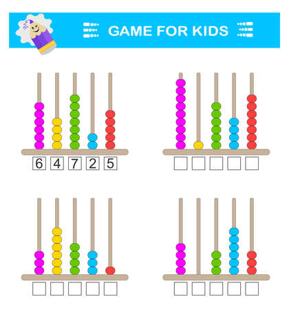 Math activity for kids. Developing numeracy skills. Number range up to 10. Vector illustration.のイラスト素材