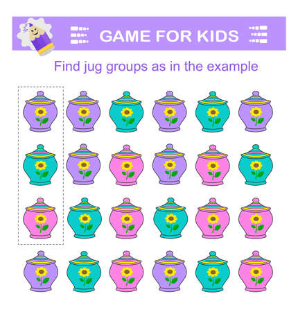 A game for children. FÄ±nd jug groups as Ä±n the example. Attention tasks for children.のイラスト素材
