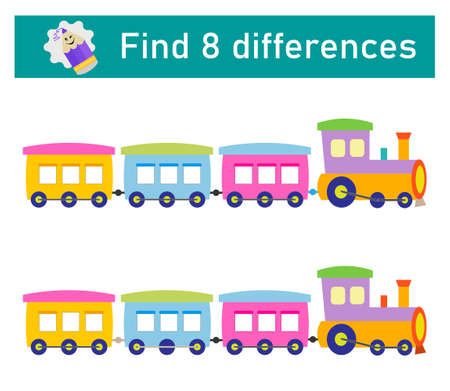 Find 8 differences. Logic puzzle game for children. preschool worksheet activity. vector illustration.のイラスト素材