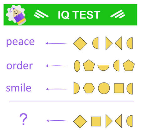 What word should be instead of a question mark? Intelligence puzzle, Logic question, IQ Test, Visual intelligence.のイラスト素材