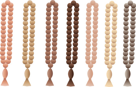 Set of Islamic rosary beads (Tasbih) isolated on white background. vector graphics.のイラスト素材
