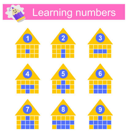 The set of numbers for preschool kids. learning numbers. printable worksheet.のイラスト素材
