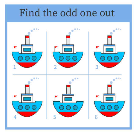 Logic puzzle for children. Find the odd one out. printable worksheet. vector illustration.のイラスト素材