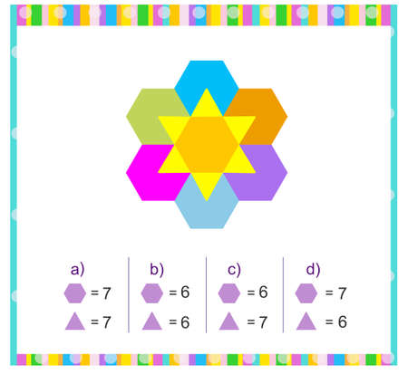 Math game for kids. Need to find the correct answer. practice worksheet. vector illustration. Flat style design.(Answer is d).のイラスト素材
