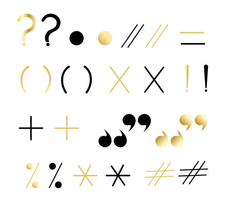 Set of golden and black punctuation marks.のイラスト素材