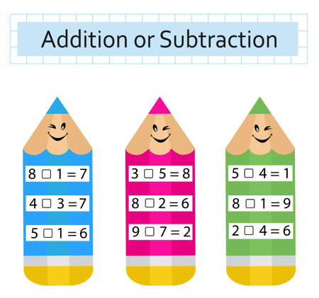 Math activity for kids. Developing numeracy skills. Number range up to 10. Vector illustration.のイラスト素材