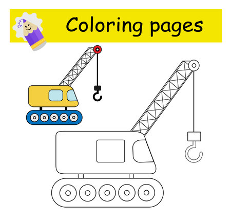 coloring pages. cartoon crane vector. illustration for children education. flat style design.のイラスト素材
