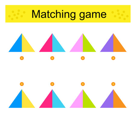 Matching game. Task for the development of attention and logic. vector illustration.のイラスト素材