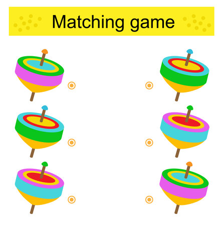 Matching game. Task for the development of attention and logic. Vector illustration of the whirligig.のイラスト素材