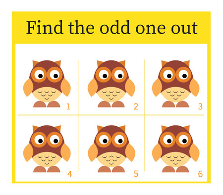 Game for kids. Task for development of attention and logic. children activity page. Vector illustration of cartoon owl.のイラスト素材