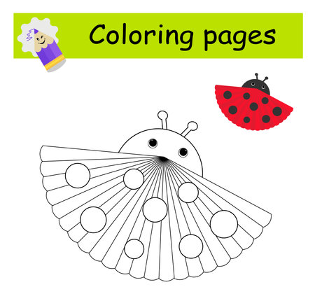 Coloring book. illustration for children education. cartoon ladybug. flat design.のイラスト素材