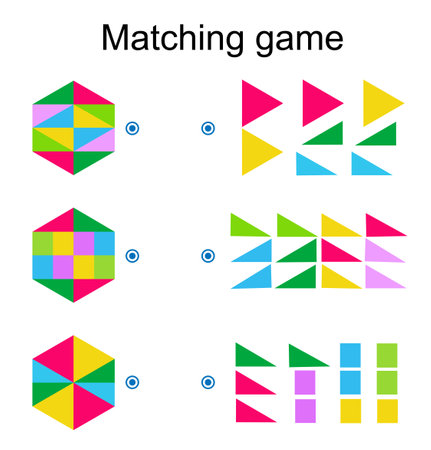 Matching game for children. Task for the development of attention and logic. Vector illustration.のイラスト素材