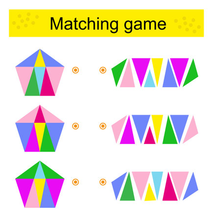 Matching game. Task for the development of attention and logic. Vector.のイラスト素材