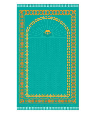 Vector design of Muslim prayer rug with decorative elements. Islamic textile.のイラスト素材