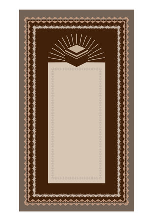 Muslim brown prayer rug with decorative elements. Islamic textile. Vector illustration.のイラスト素材