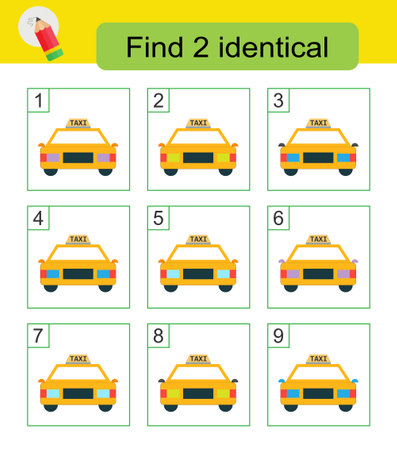 Fun puzzle game. Need to find two identical Answer is 5.7. Vector illustration.のイラスト素材