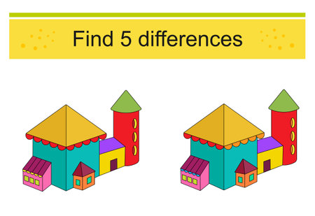 Find 5 differences. Logic puzzle game for children. Preschool worksheet activity.のイラスト素材