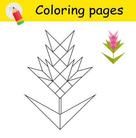 Coloring book. Illustration for children education. Cartoon flower. Flat design.のイラスト素材