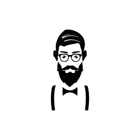 long hair fashion man face icon designのイラスト素材