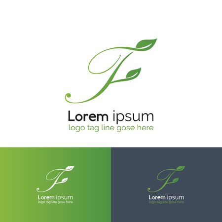 letter F and leaf logo design templateのイラスト素材