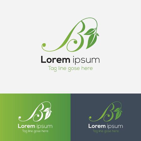letter B and leaf logo design templateのイラスト素材