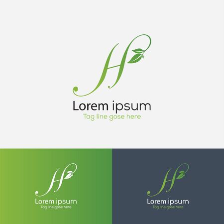 letter H and leaf logo designのイラスト素材