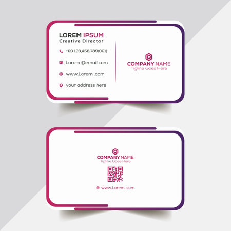 Modern simple business card template. Pink and purple color.のイラスト素材
