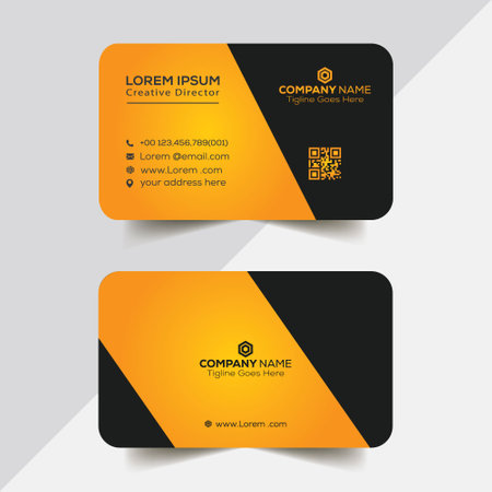 Modern business card template. Black and yellow colors.のイラスト素材