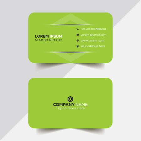 Green business card template on grey background.のイラスト素材