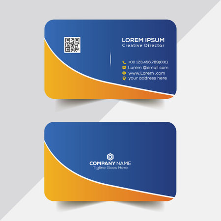 Modern business card template. Vector illustration. Blue and orange colors.のイラスト素材