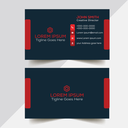 Modern business card template. Red and black color.のイラスト素材