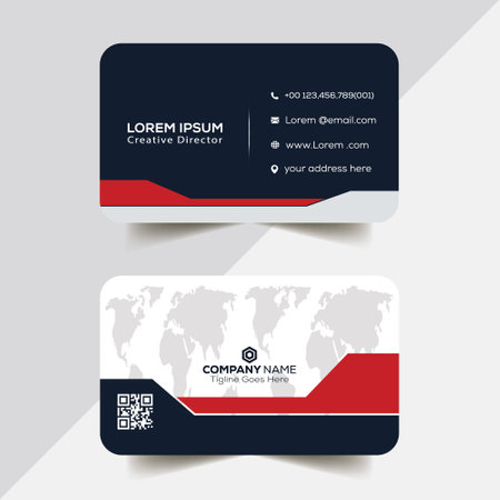 Modern simple business card template with red and black background.のイラスト素材