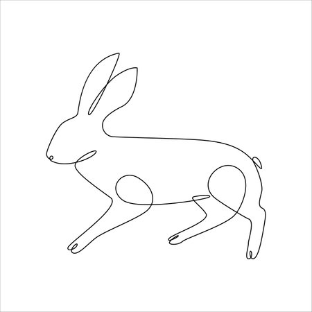 Continuous one line drawing of rabbit. Minimalistic design. Vector illustrationのイラスト素材