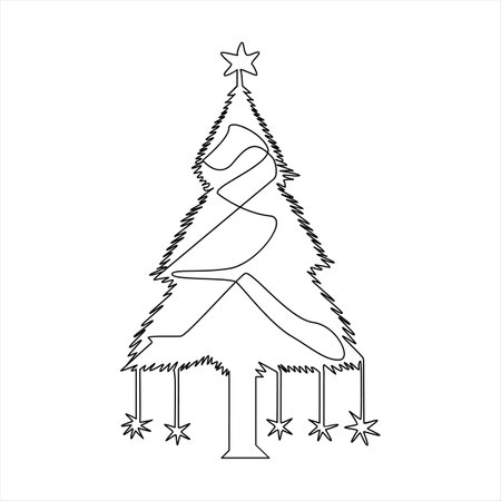 Christmas tree outline icon. Vector illustration isolated on white background. EPS 10.のイラスト素材