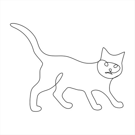 Continuous line drawing of a cat. Vector illustration isolated on white background.のイラスト素材