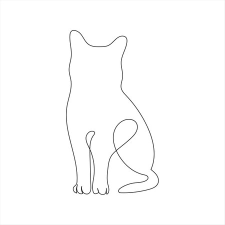 continuous line drawing of a cat. Vector illustration isolated on white background.のイラスト素材