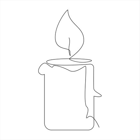 Continuous one line drawing of candle on white background. Vector illustrationのイラスト素材