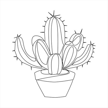 Cactus in a pot isolated on a white background. Vector illustration.のイラスト素材