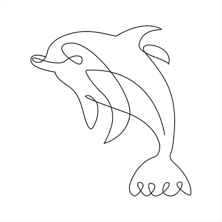 continuous line drawing of a dolphin. Vector illustration of a dolphin.のイラスト素材