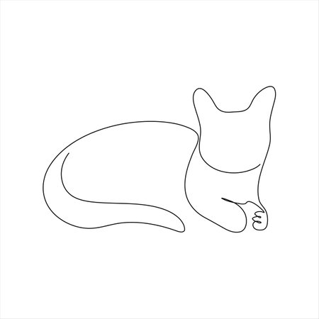 Continuous line drawing of a cat. Vector illustration on white background.のイラスト素材