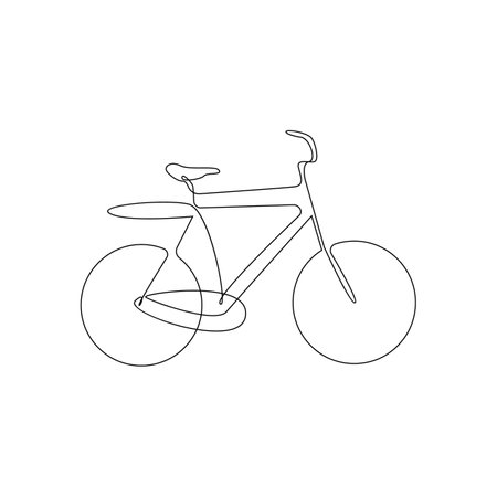 Continuous one line drawing of a bicycle. Vector illustration isolated on white background.のイラスト素材