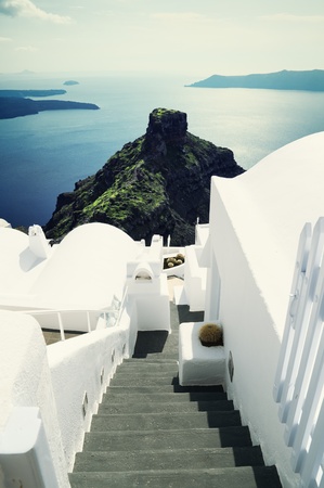 View of `The Caldera` on Santoriniの写真素材
