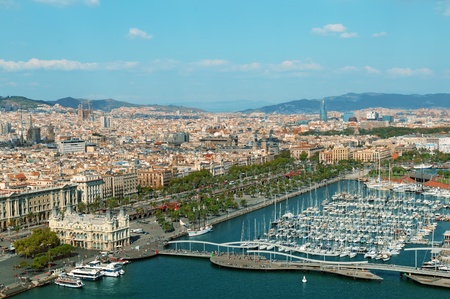 Barcelona skyline,( includes: Port Vell, Sangrada Familia and Torre Agbar)の写真素材