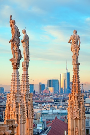 Milan skyline from  Milan Cathedral (Duomo di Milano). Italy.のeditorial素材