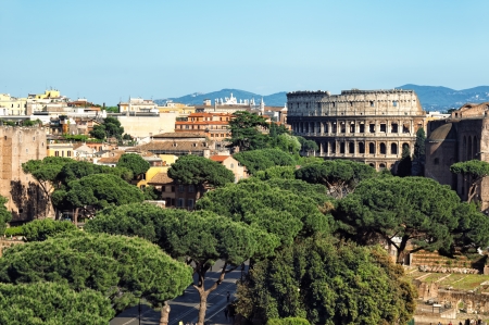 Ariel view of The Colosseum in  Rome の写真素材