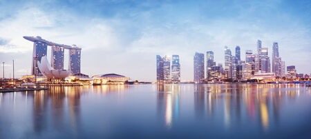 Panoramic image of Singapore s skyline at night のeditorial素材